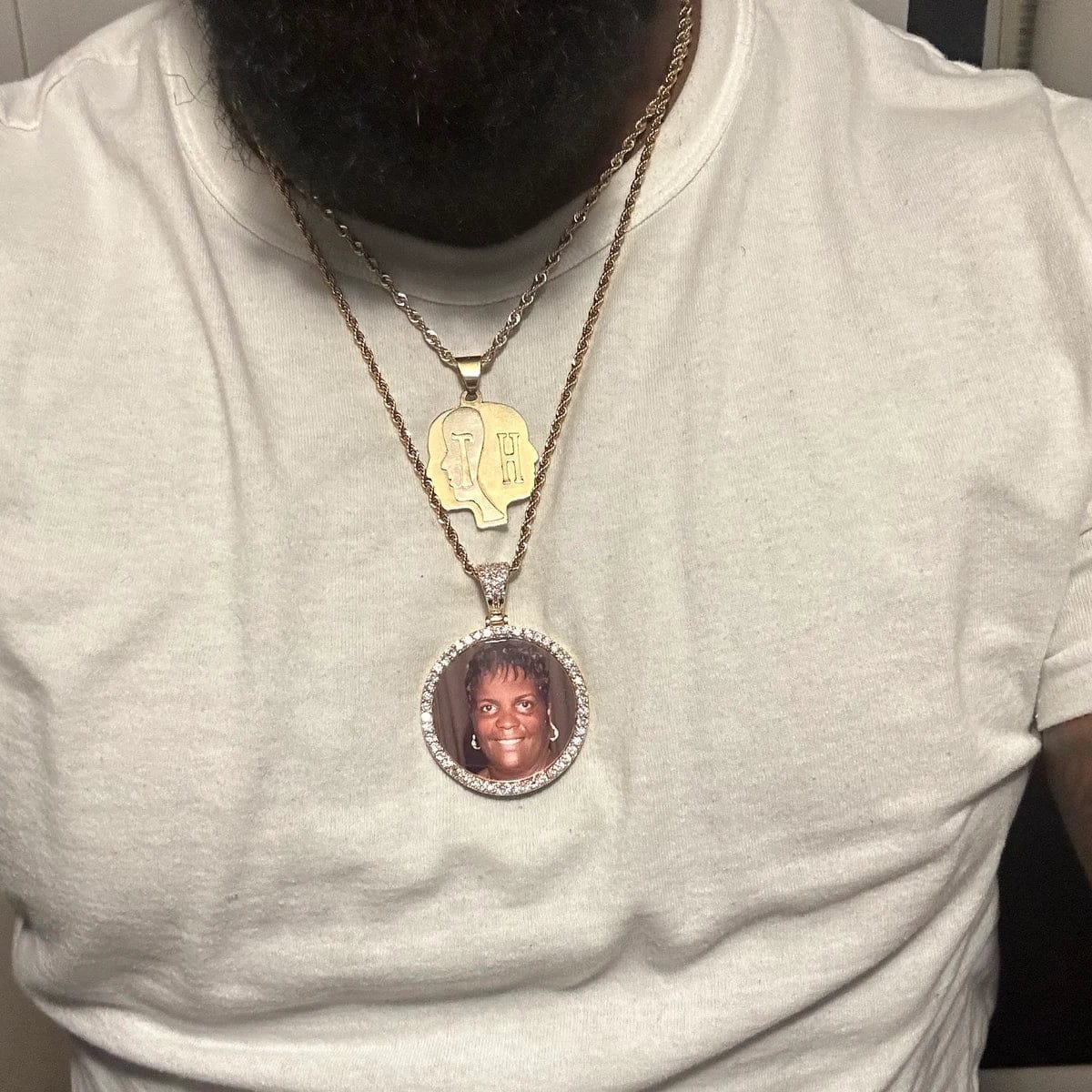 Customer photo review of Iced Photo Pendant