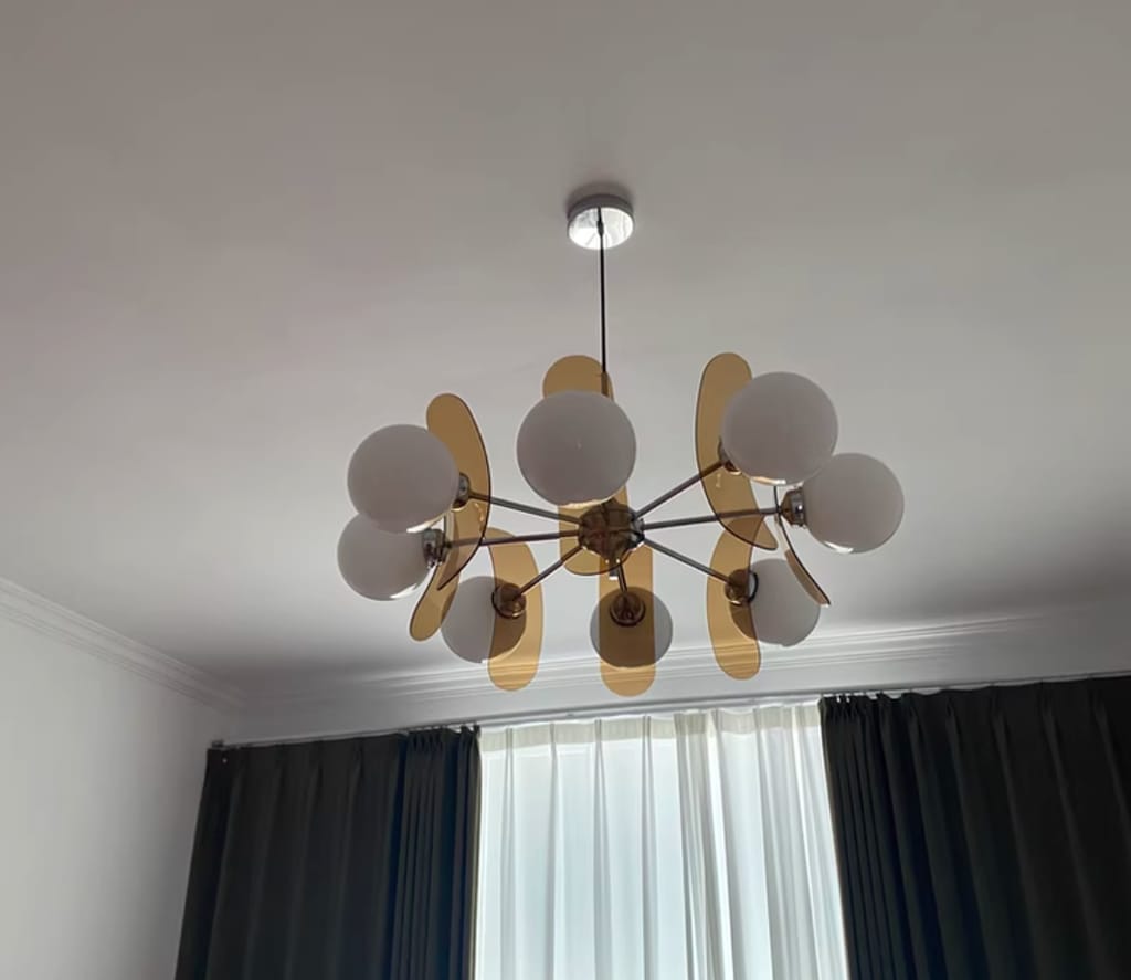 Customer photo review of Sputnik Chandelier, Iron Frame, Glass Shades, E26/E27, Chrome Finish