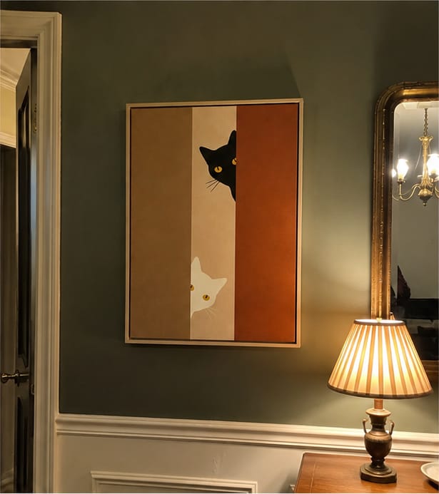 Customer photo review of Black and White Cats Canvas Wall Art