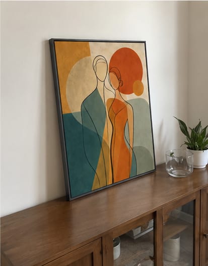 Customer photo review of Abstract Couple Canvas Wall Art