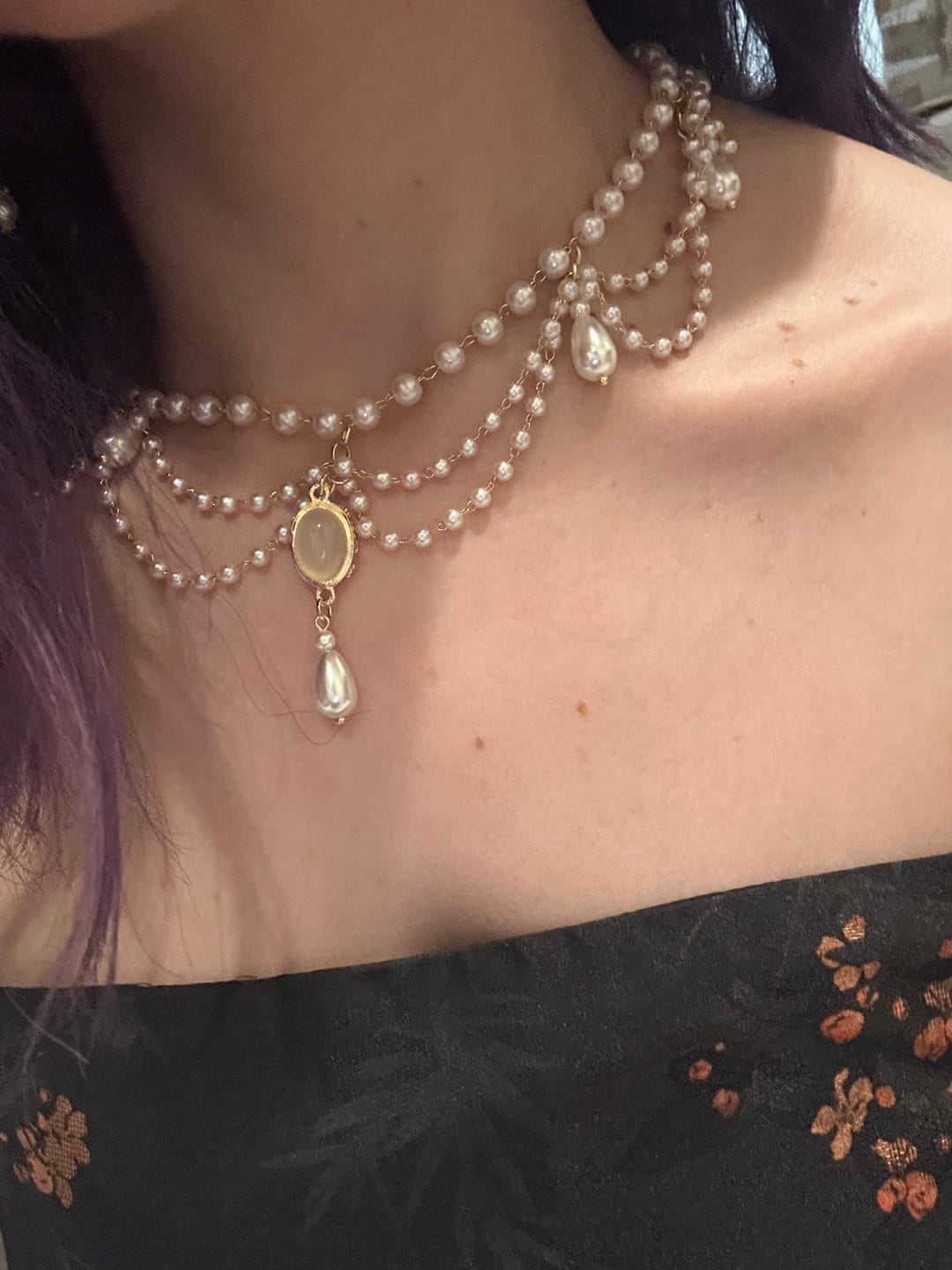 Customer photo review of Shuijing 水晶 Pearl & Crystal Necklace