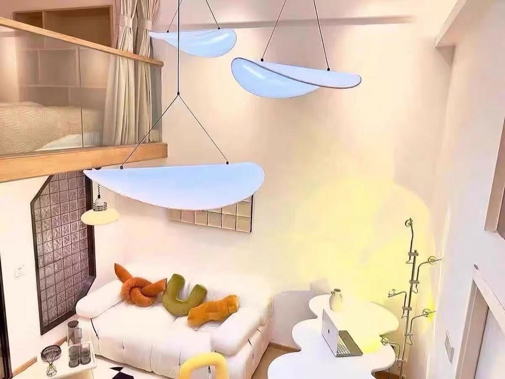 Customer photo review of Pendant Light, Tense, Mulberry Silk Diffuser, Black Frame, LED, Dimmable