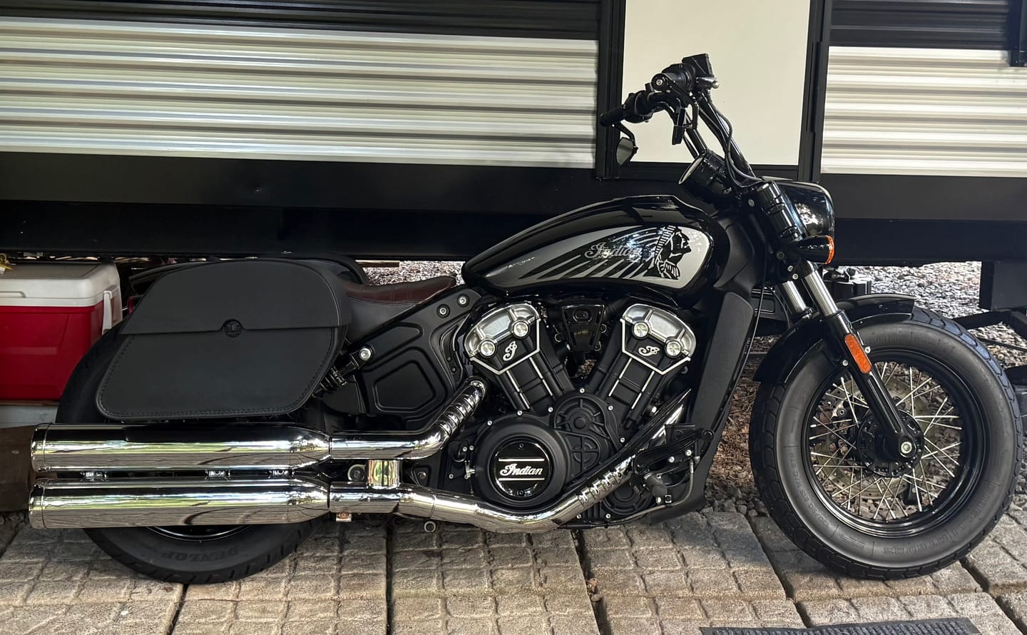 Customer photo review of 28L - Panzer Medium Quick Mount Indian Scout Bobber Twenty Leather Saddlebags