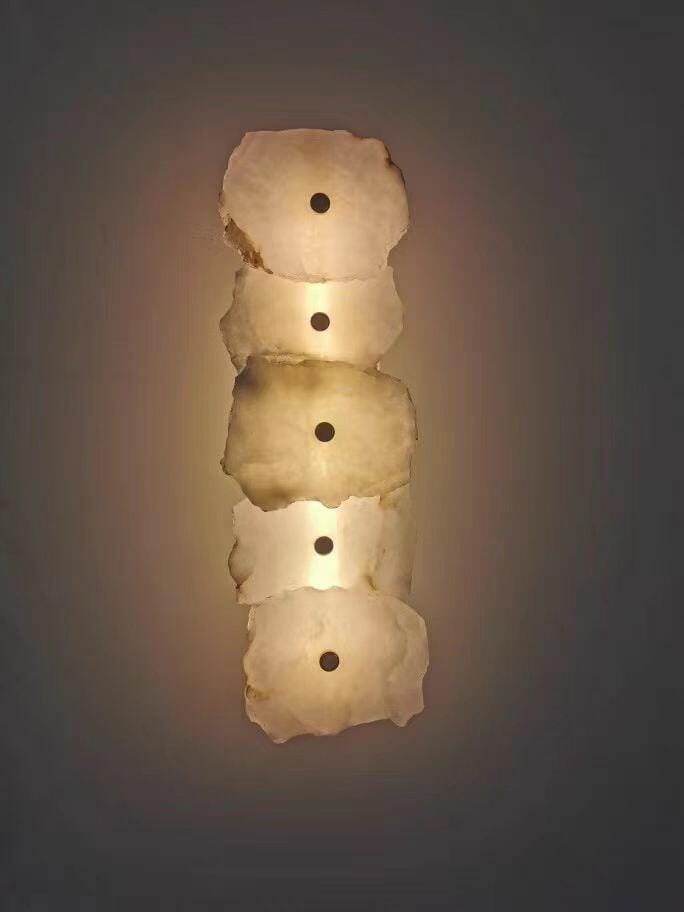 Customer photo review of Petra Wall Sconce, Genuine Alabaster Shade, Gold Finish, Integrated LED