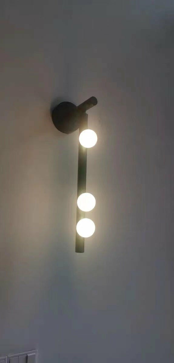 Customer photo review of Glass Tube Wall Lamp, Blown Glass Globes, Brass Finish, G4 LED