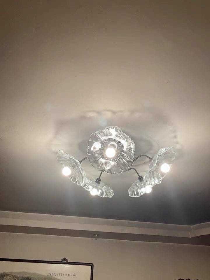 Customer photo review of Ceiling Light, Frosted Leaf Glass Shades, Gold, E27, Lotus Leaf