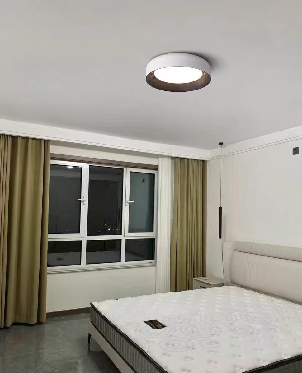 Customer photo review of Oreen Flush Mount Ceiling Light, Wood-Tone Frame, Acrylic, LED, Dimmable