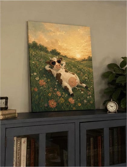Customer photo review of Funny Cow Canvas Wall Art