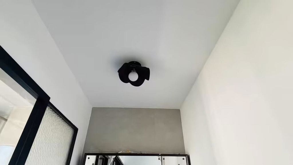 Customer photo review of Flush Mount Ceiling Light, Wood-Grain Leaf Shade, White, G9, Lotus