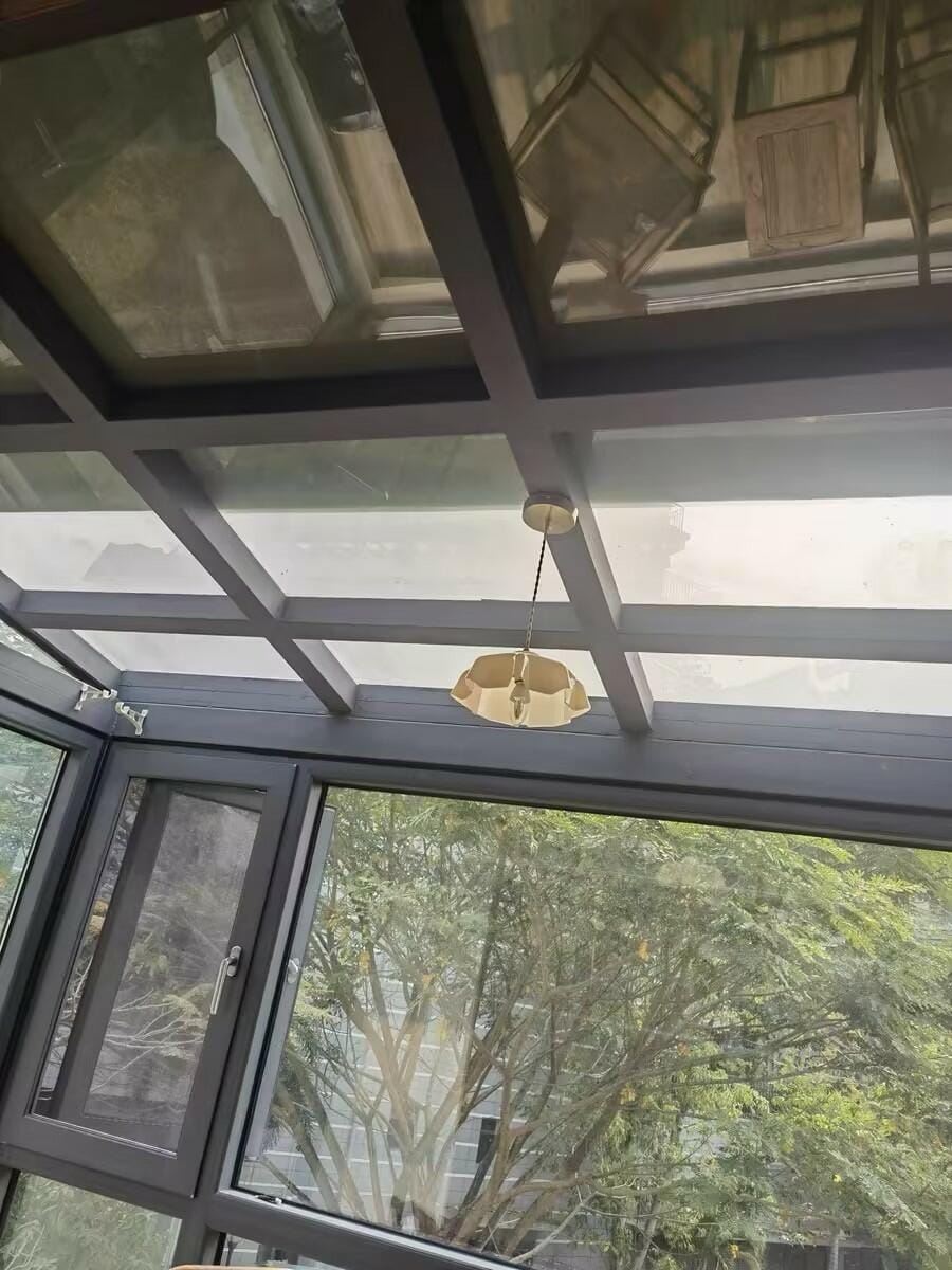 Customer photo review of French Flower Pendant Light, Pleated Glass Shade, Brass, E27