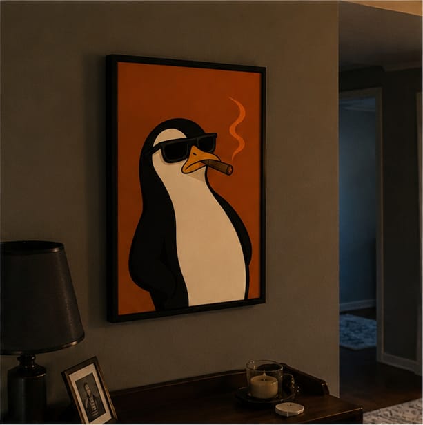 Customer photo review of Funny Penguin Canvas Wall Art