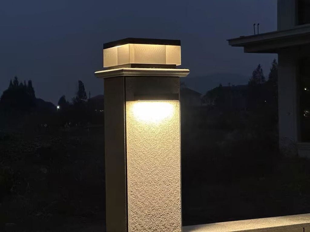 Customer photo review of Outdoor Post Light, Black Metal, Frosted Acrylic, LED, IP65
