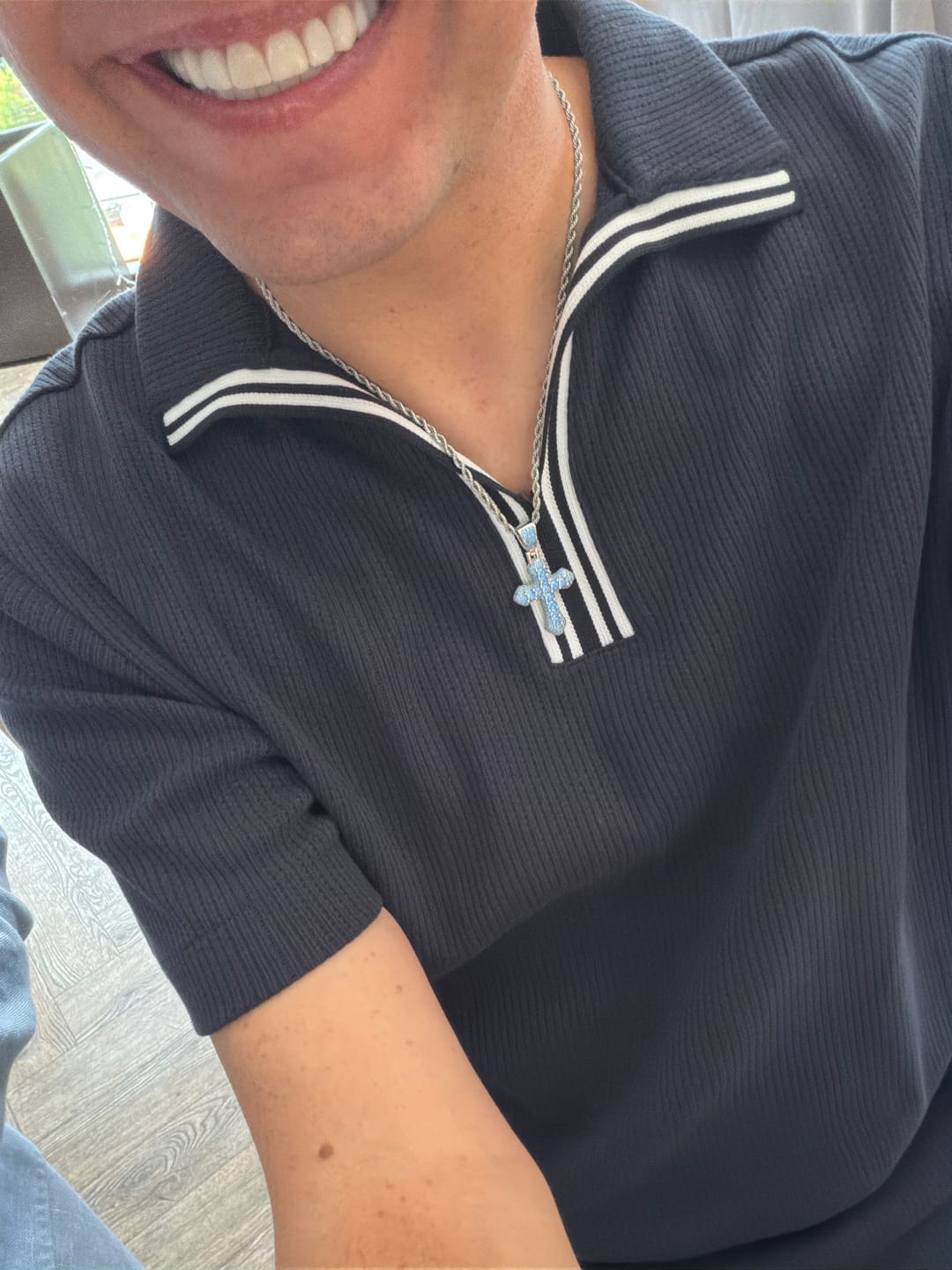 Customer photo review of BLUE CROSS PENDANT. - 925