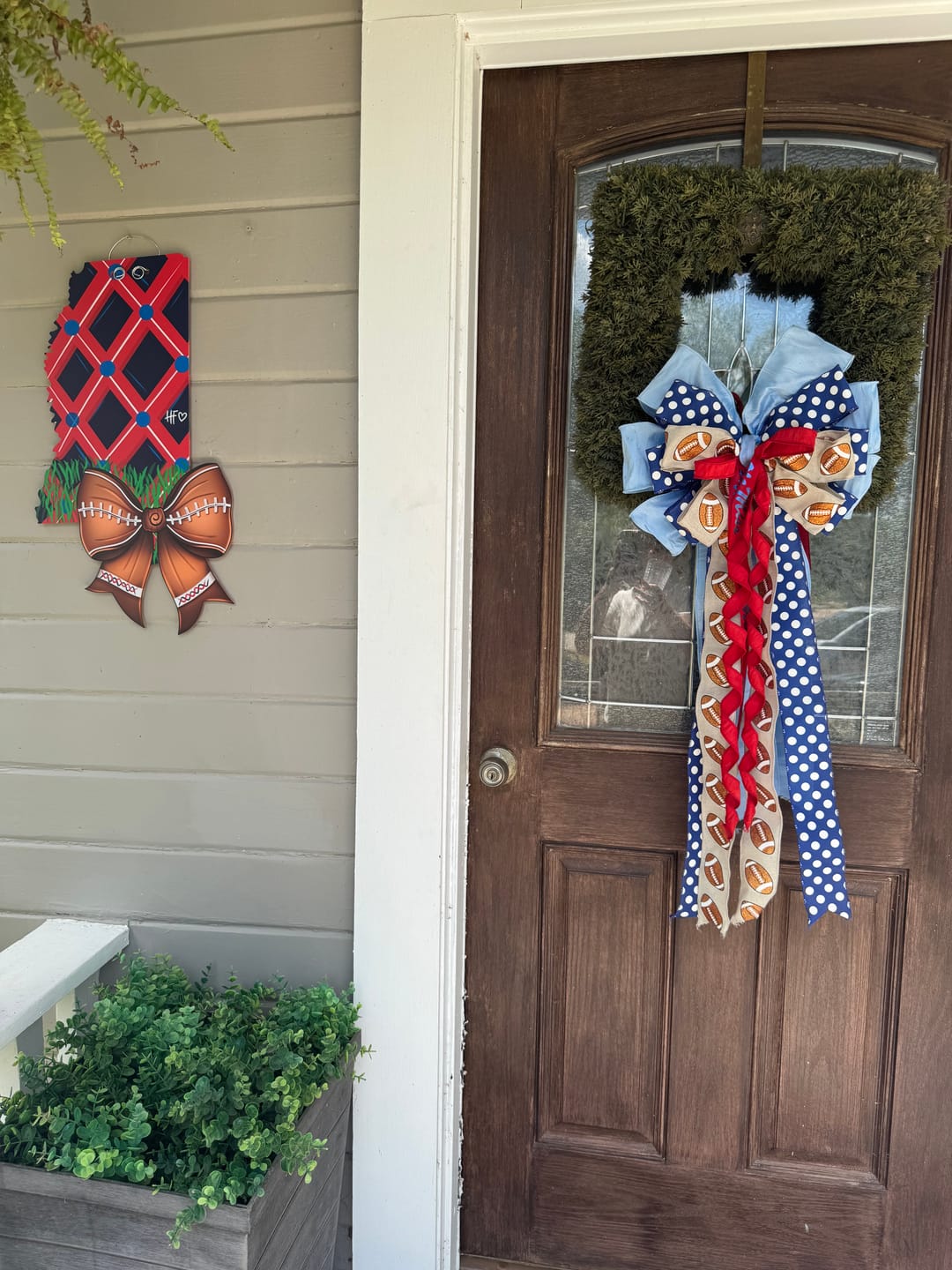 Customer photo review of Mississippi Football Bow Door Hanger
