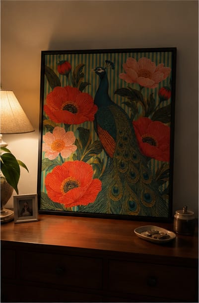 Customer photo review of Peacock Canvas Wall Art