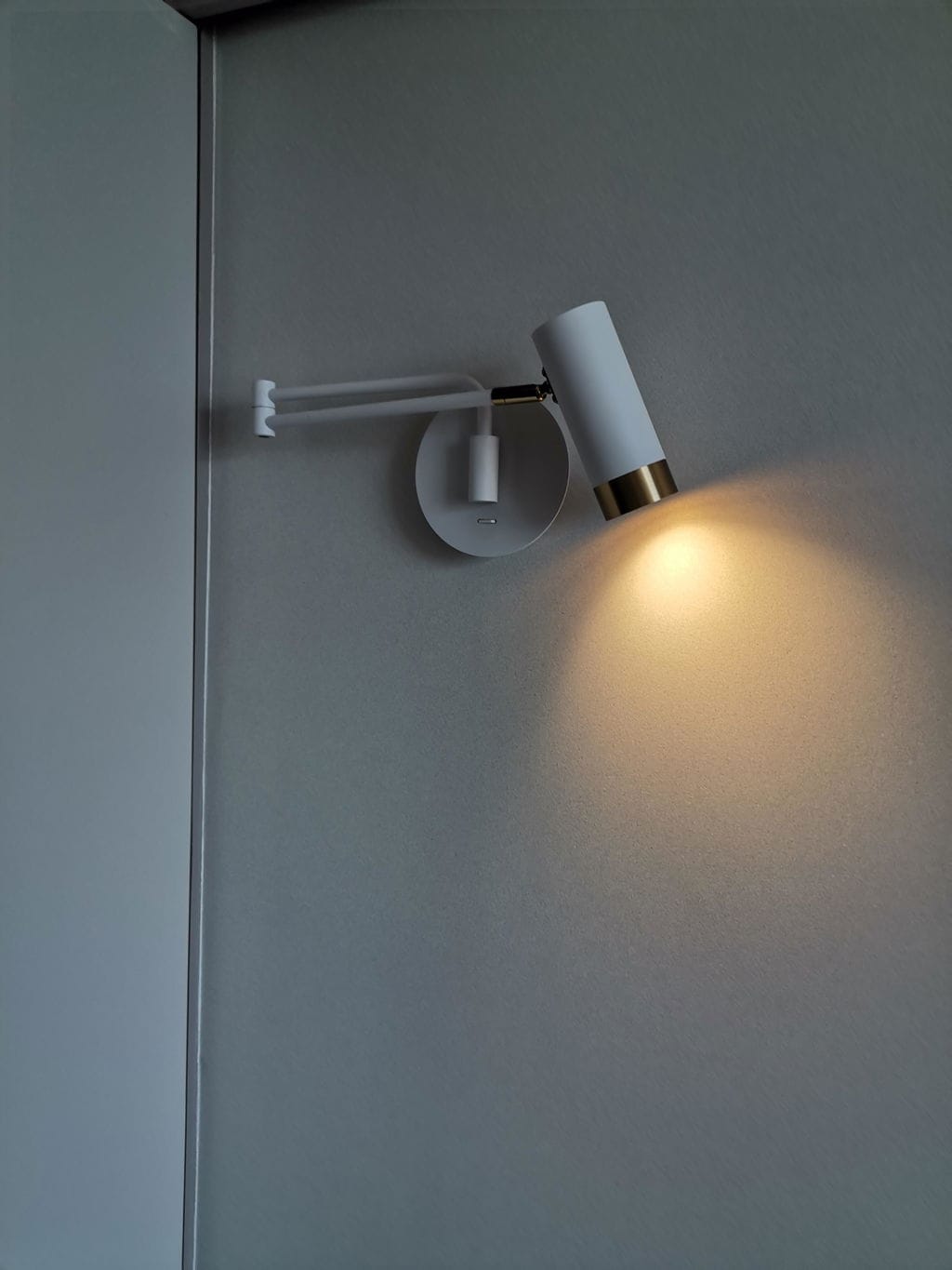 Customer photo review of Swing Arm Wall Lamp, Elongated Metal Shade, E26/E27, Adjustable