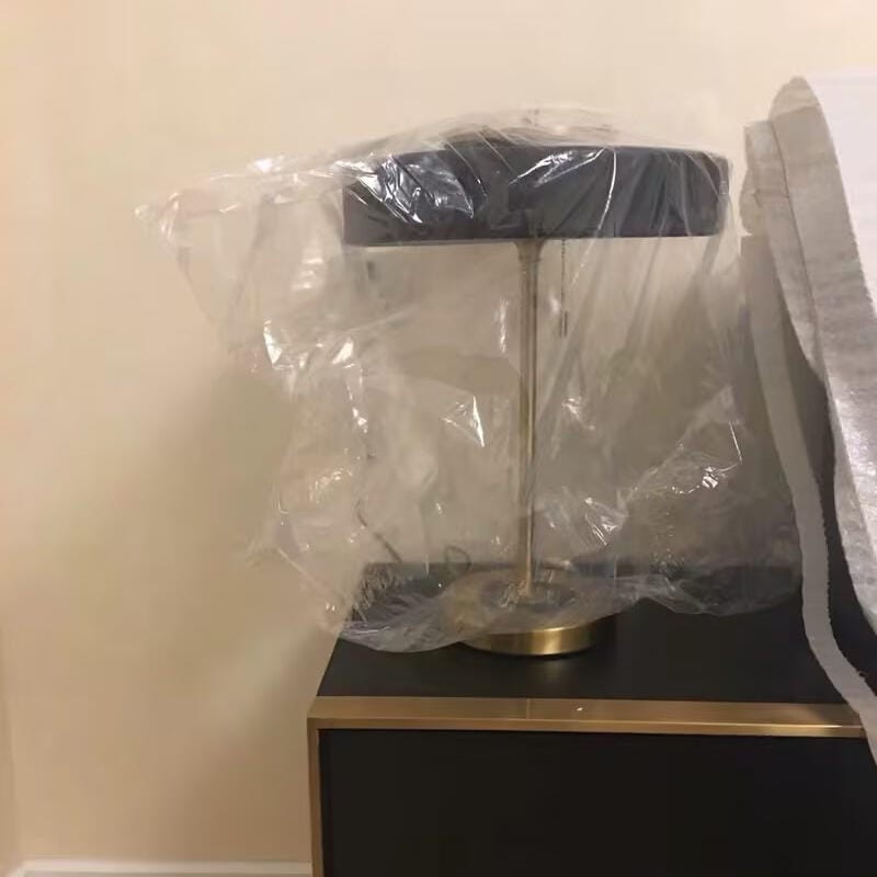 Customer photo review of Revolve Table Lamp, Spun Metal Shade, Opal Diffuser, Iron Base, G9