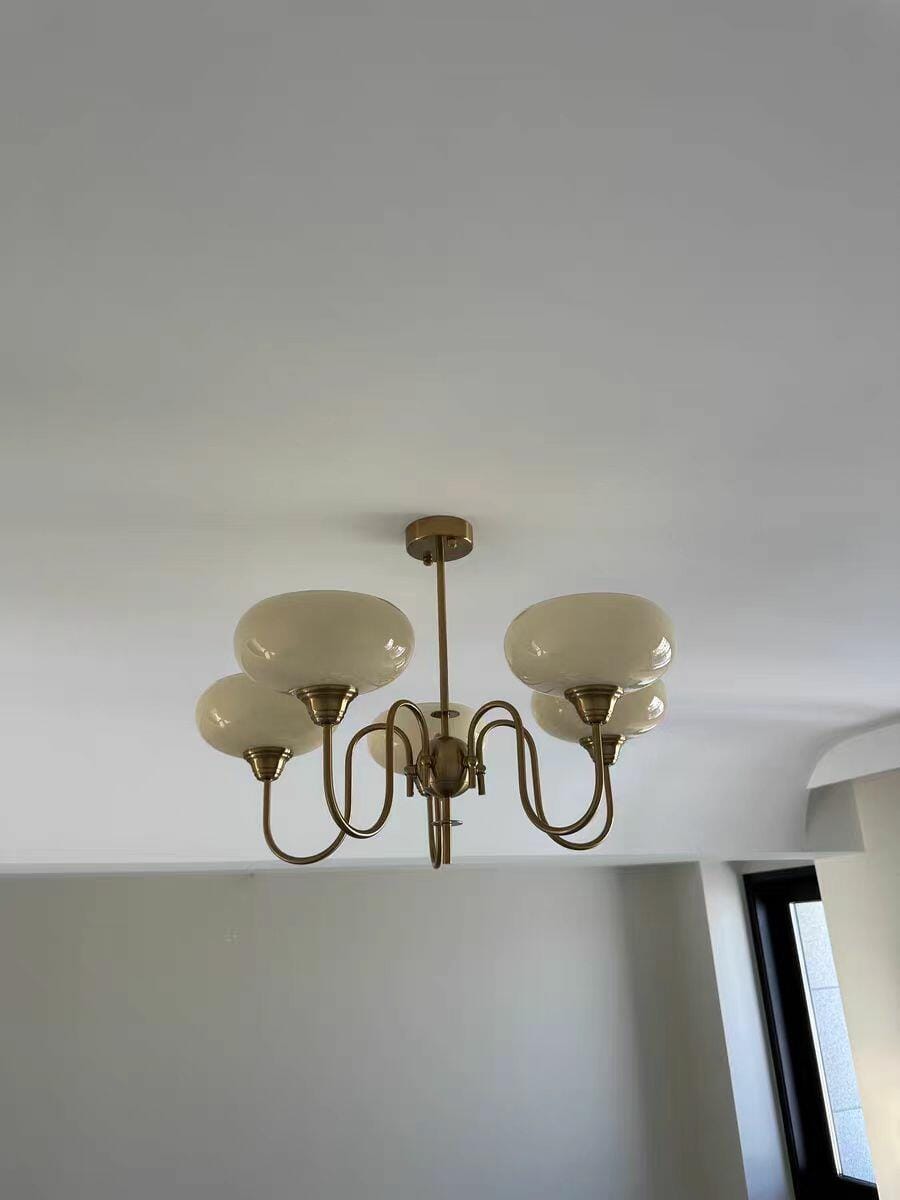 Customer photo review of Persimmon Chandelier, Milk-White & Creamy Glass, E27, Gold or Chrome
