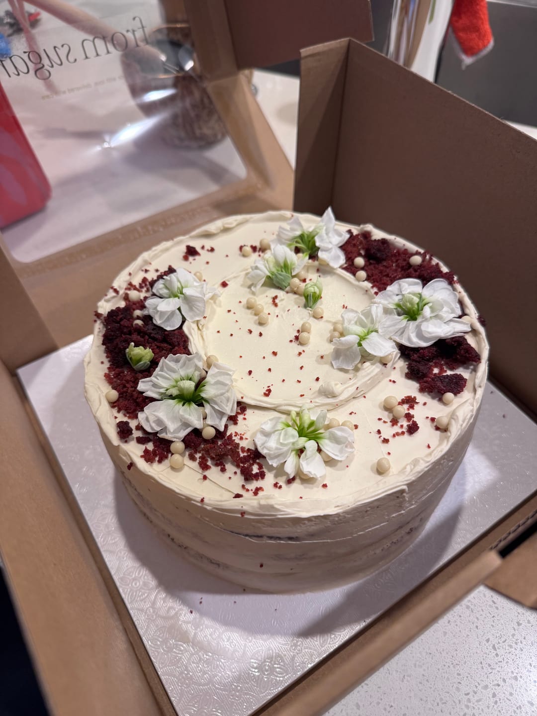 Customer photo review of red velvet cake