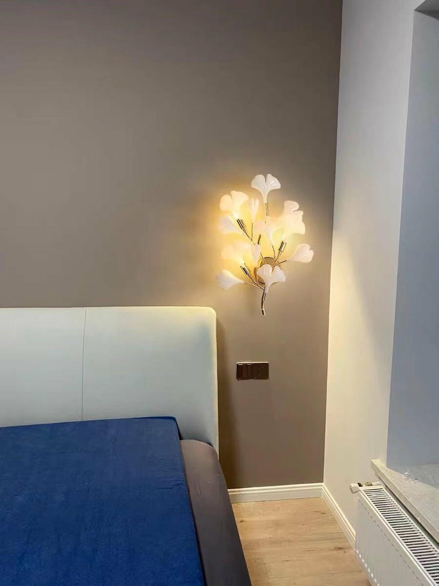 Customer photo review of Wall Lamp, White Ceramic Ginkgo Leaves, G9, Gold or Nickel Finish