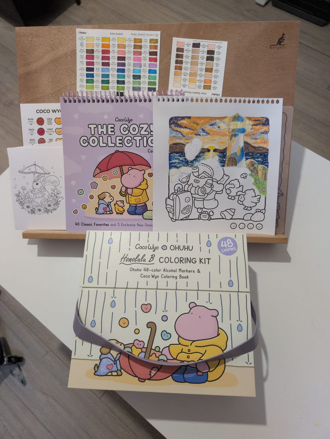 Customer photo review of Ohuhu x Coco Wyo Cozy Mood Coloring Kit, Honolulu B 48 Colors Alcohol Markers with Brush & Fine Dual Tips, Coloring Book with Mood Tracker Pages