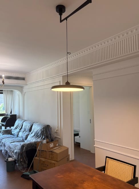 Customer photo review of Pendant Light, Mid-Century Swing Arm Disc, Acrylic, LED, Lola