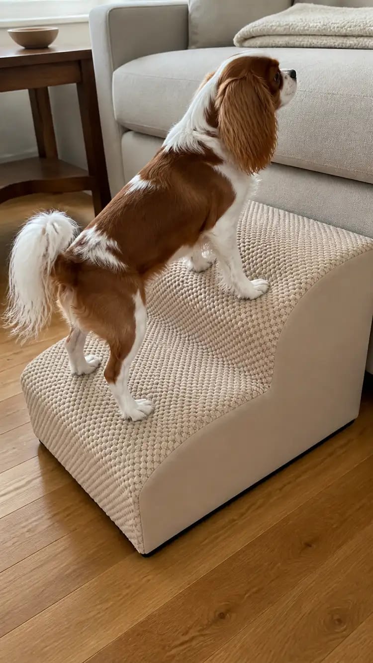 Customer photo review of AuraEase Soft Dog Stairs for Bed & Couch