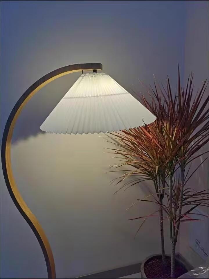Customer photo review of Floor Lamp, Caprani Beechwood & Linen Shade, E26/E27, Plug-In