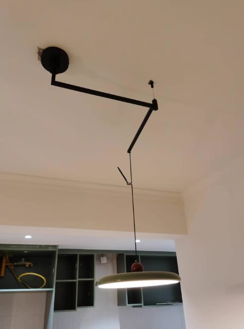 Customer photo review of Pendant Light, Mid-Century Swing Arm Disc, Acrylic, LED, Lola