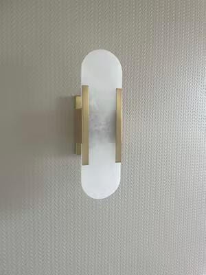 Customer photo review of Wall Sconce, Melange Alabaster Stone & Brass, G4, Hardwired