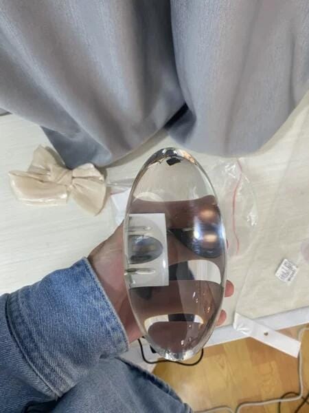 Customer photo review of Table Lamp, Atman Crystal Glass Oval, Chrome Base, Integrated LED