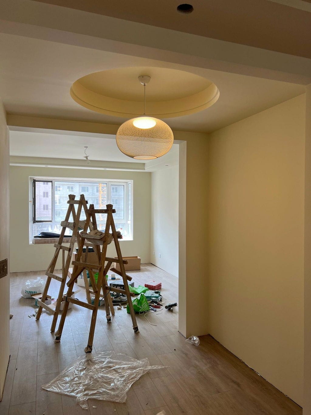 Customer photo review of Pendant Light, Latticed Iron Mesh Shade, Black or White, Integrated LED