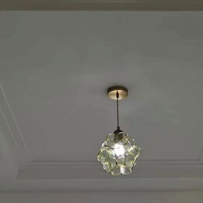 Customer photo review of Glass Petal Pendant Light, Handblown Shade, Brass Fitting, E26/E27