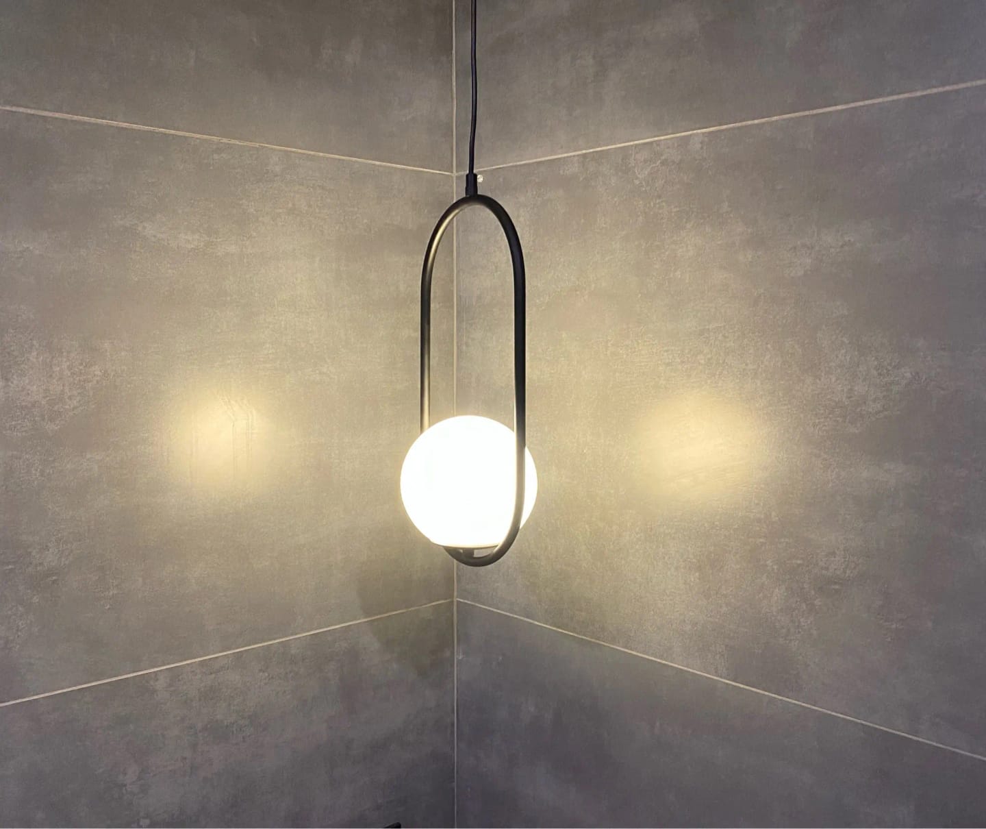Customer photo review of Mila Pendant Light, White Glass Globe, Brass, Black or Silver, E27