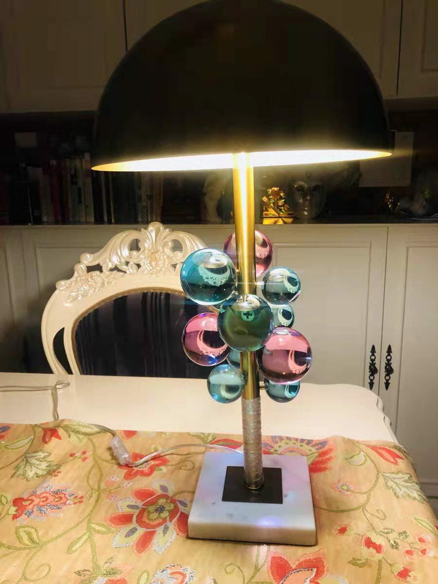Customer photo review of Globo Table Lamp, Glass Spheres, White Marble Base, Gold Stem, E27