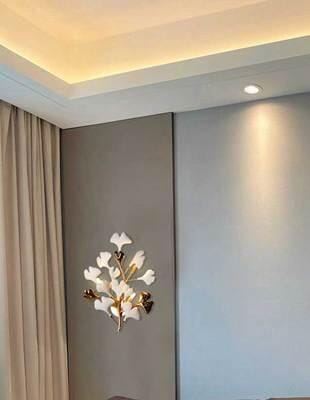 Customer photo review of Wall Lamp, White Ceramic Ginkgo Leaves, G9, Gold or Nickel Finish