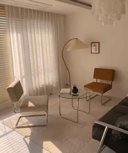 Customer photo review of Floor Lamp, Caprani Beechwood & Linen Shade, E26/E27, Plug-In