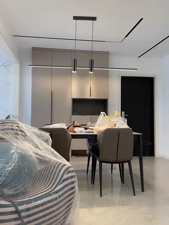 Customer photo review of Linear Bar Pendant Light, Black or Gold, Integrated LED, Dimmable