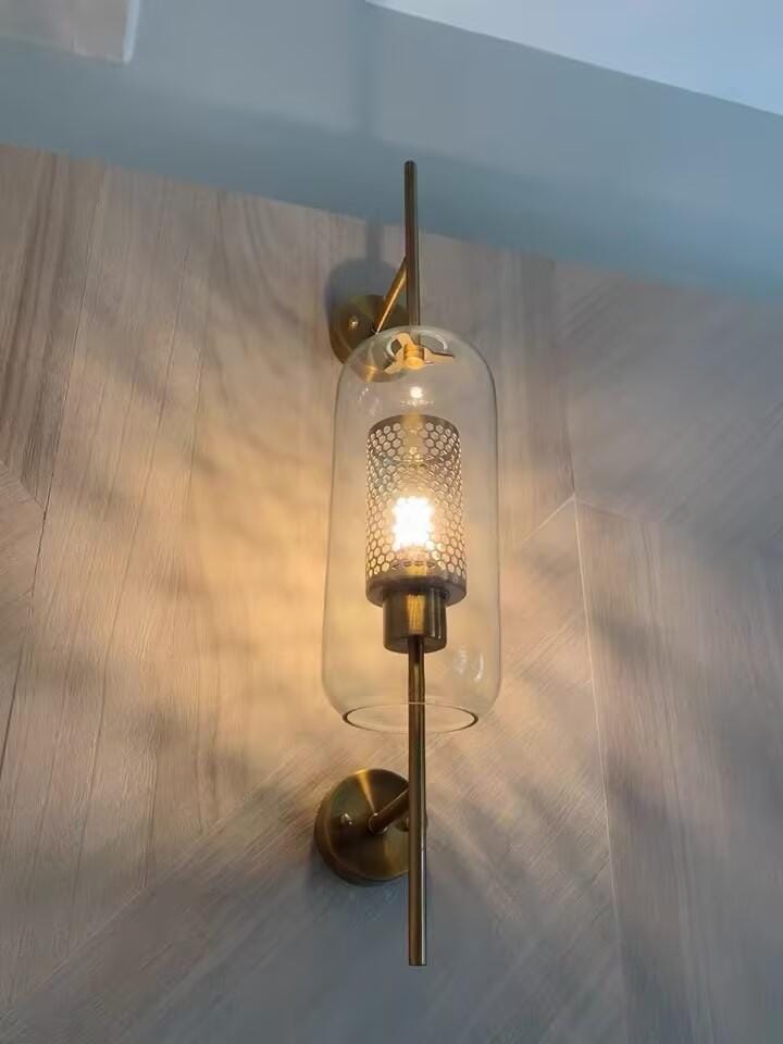 Customer photo review of Wall Light, Chiswick Glass Globe, Copper Silver Black, E27