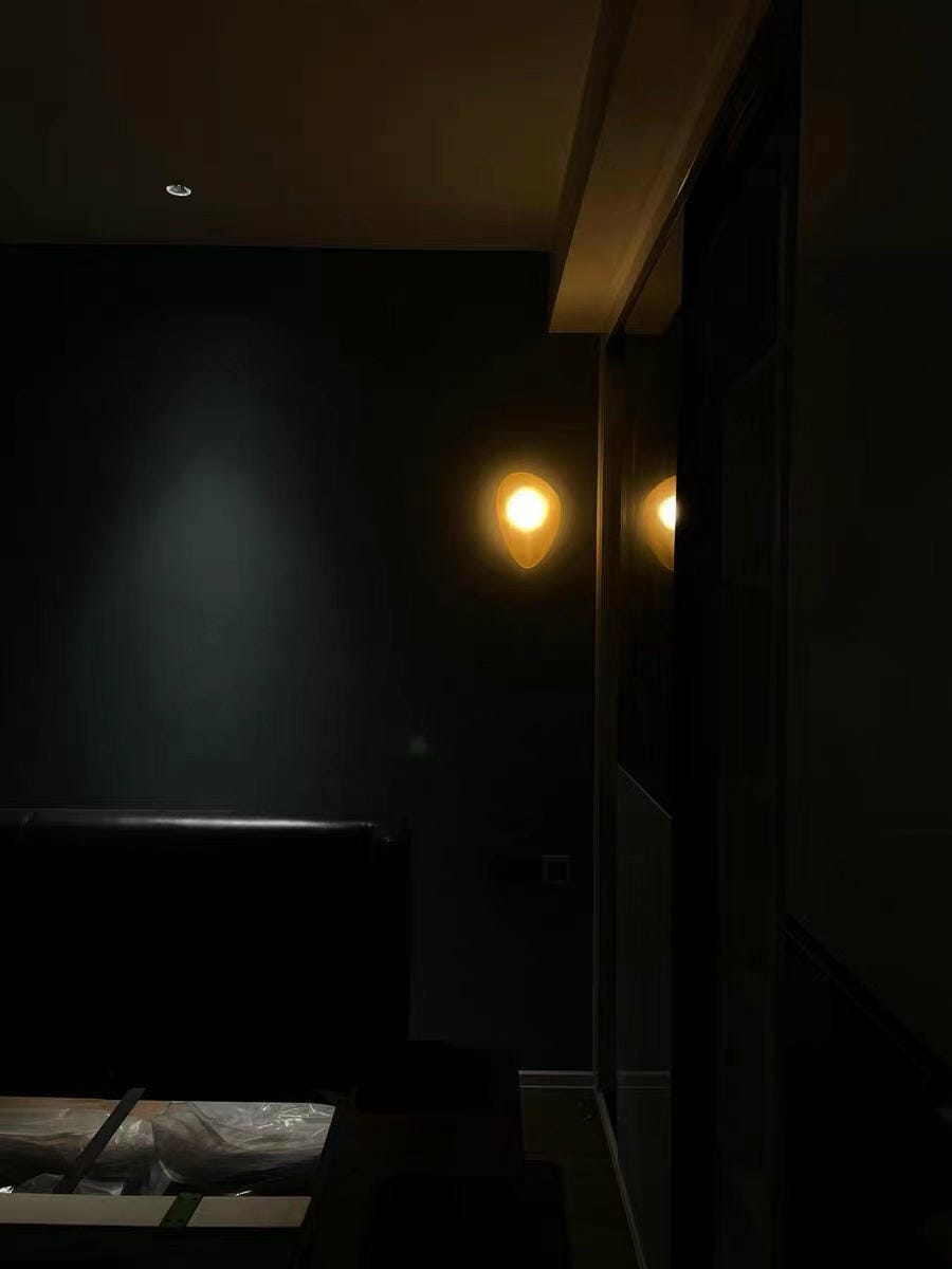 Customer photo review of Wall Lamp, Pebble Hand-Blown Glass Shade, Integrated LED, Models A-D
