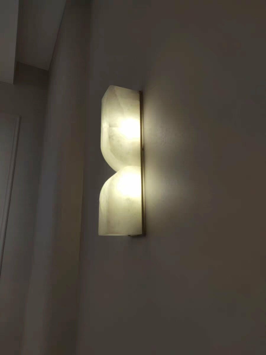Customer photo review of Wall Sconce, Solid Carved Alabaster, Integrated LED, Dimmable