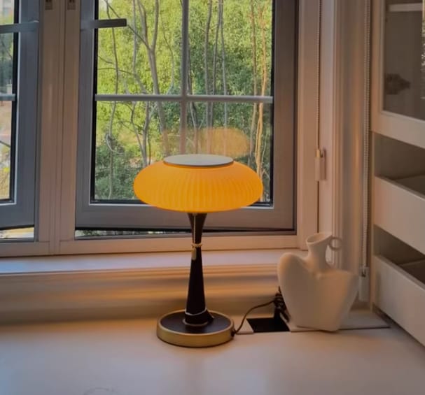 Customer photo review of Table Lamp, Matsutake Mushroom Glass Shade, Amber or White, G9 Plug-In