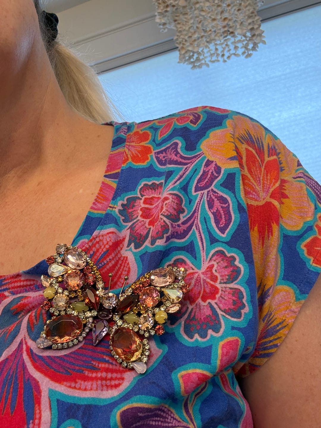 Customer photo review of Large Butterfly in Apricot / Violet / Olivine Jade