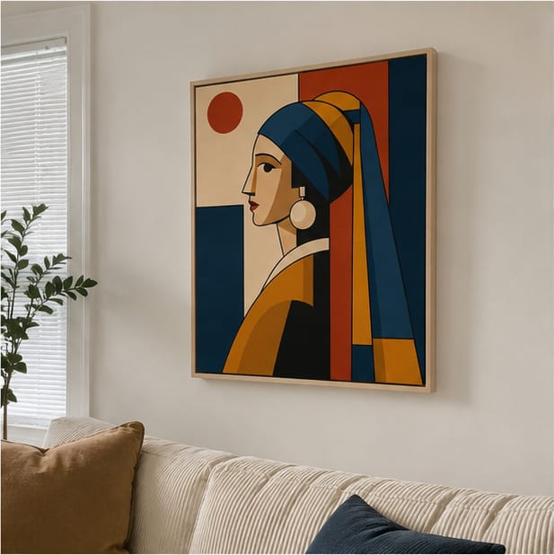 Customer photo review of Geometric Woman Portrait Canvas Wall Art