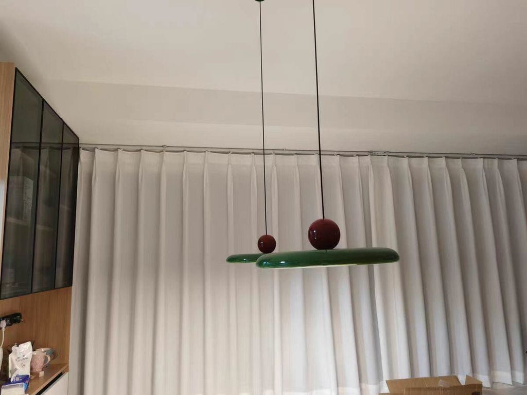 Customer photo review of Lola Pendant Light, Round Disc, White Shade, Integrated LED, Dimmable