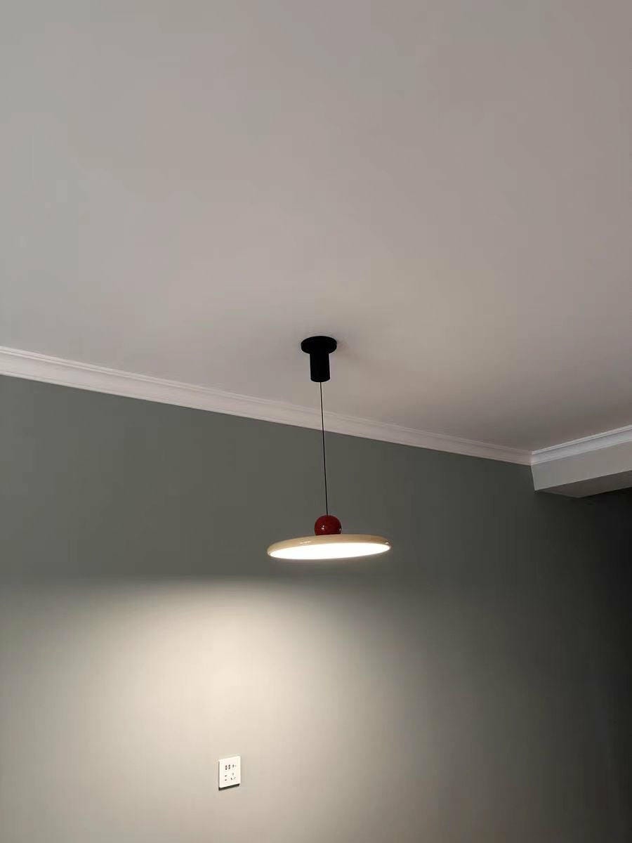 Customer photo review of Lola Pendant Light, Round Disc, White Shade, Integrated LED, Dimmable