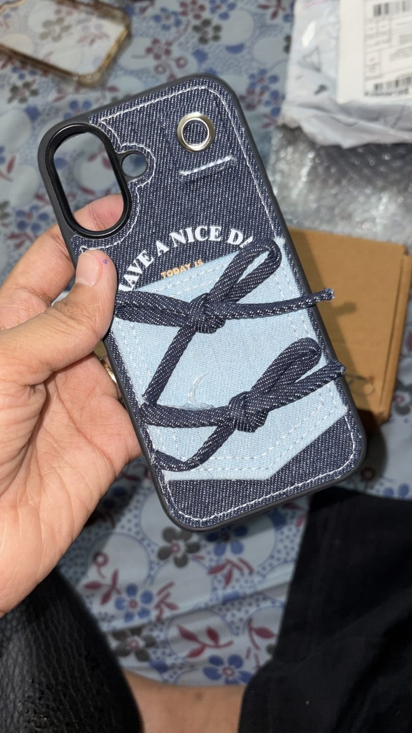 Customer photo review of Denim Bow iPhone Case with Matching Strap