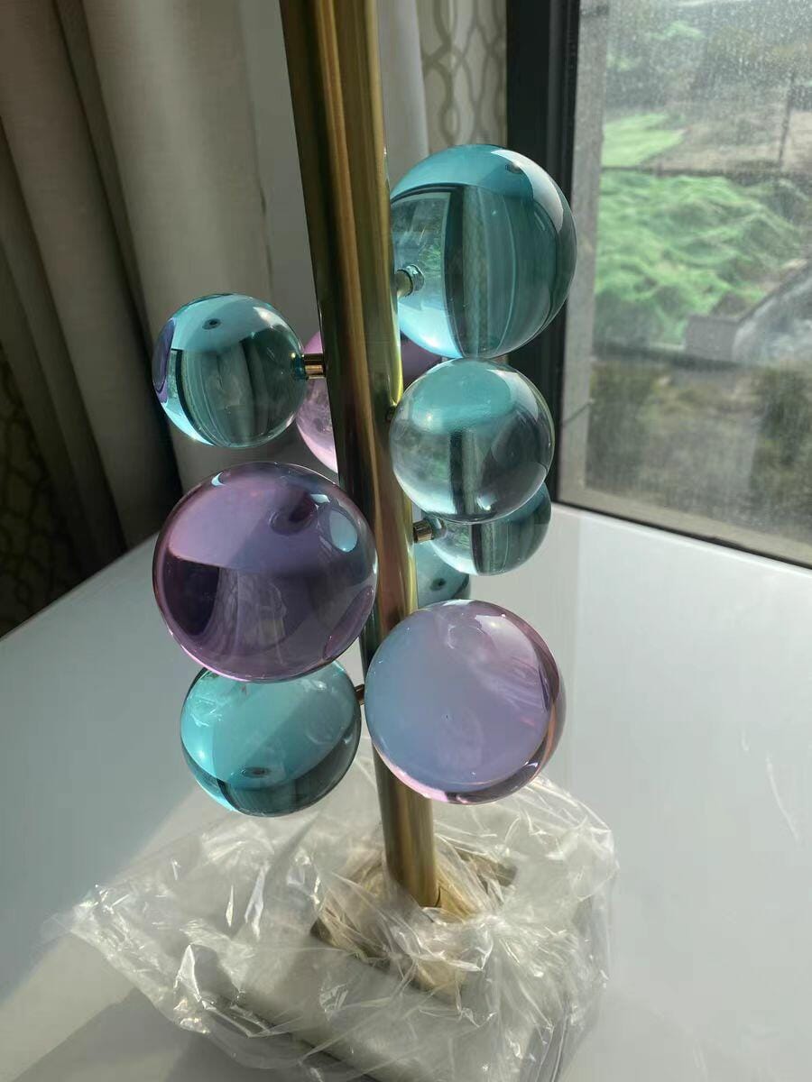 Customer photo review of Globo Table Lamp, Glass Spheres, White Marble Base, Gold Stem, E27