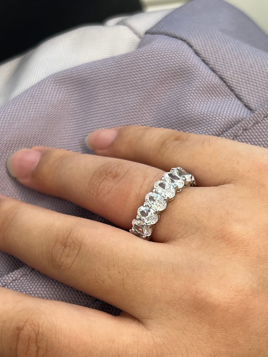 Customer photo review of S925 8.5Ct Eternity Oval Cut Wedding Band For Women In Sterling Silver
