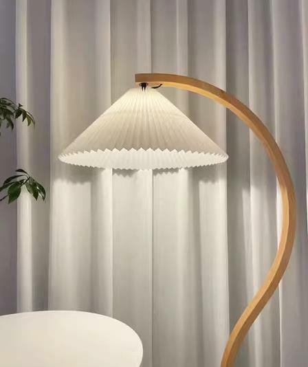 Customer photo review of Floor Lamp, Caprani Beechwood & Linen Shade, E26/E27, Plug-In